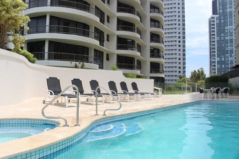 Outdoor pool, sun loungers