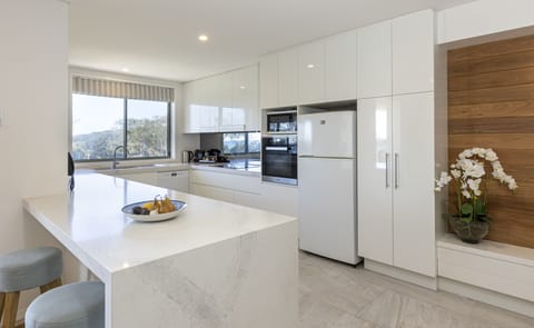 Apartment Fourteen (3 Bedroom) | Private kitchen | Full-size fridge, microwave, oven, stovetop