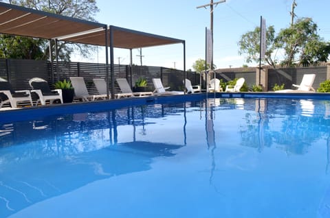 Outdoor pool, sun loungers