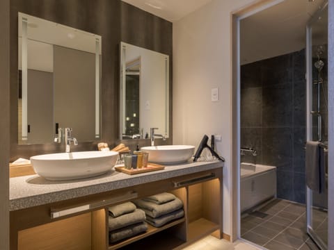 Wellness Room Suite with Sauna, Non Smoking (for 2 People, North Wing) | Bathroom | Separate tub and shower, rainfall showerhead, hair dryer, slippers