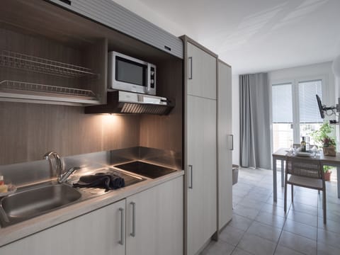 Studio, Balcony, Partial Sea View | Private kitchenette | Full-size fridge, microwave, stovetop, espresso maker