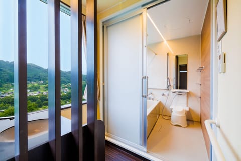 Special Japanese-Western style Room (With natural hot spring view bath) Non Smoking | Bathroom | Free toiletries, hair dryer, slippers, towels