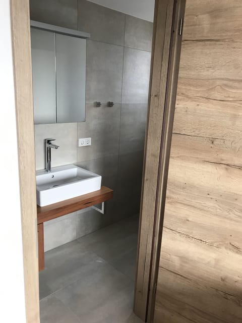 Economy Suite | Bathroom | Shower, rainfall showerhead, hair dryer, towels