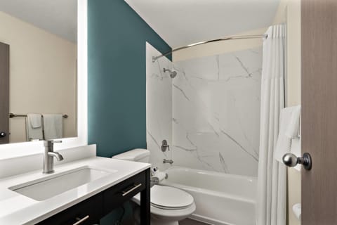 Premium bedding, pillowtop beds, desk, laptop workspace