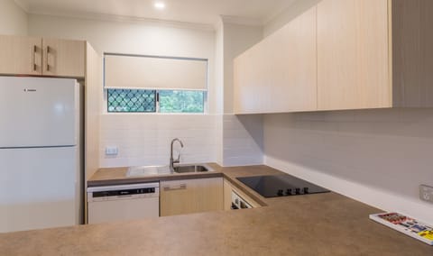 2 Bedrooms Apartment | Private kitchen | Full-size fridge, microwave, stovetop, cookware/dishes/utensils