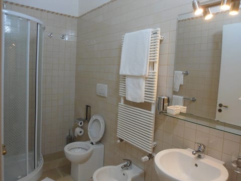 Rainfall showerhead, free toiletries, hair dryer, bidet