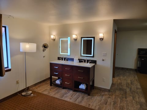 Suite, Multiple Beds, Non Smoking, Microwave | Living area | 55-inch flat-screen TV with cable channels, TV