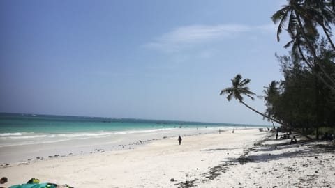 On the beach, white sand