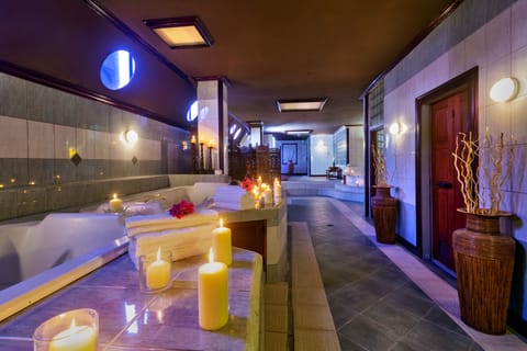 Sauna, spa tub, steam room, body treatments, hydrotherapy, aromatherapy