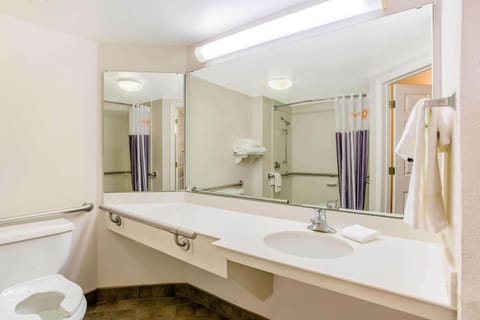 Combined shower/tub, free toiletries, hair dryer, towels