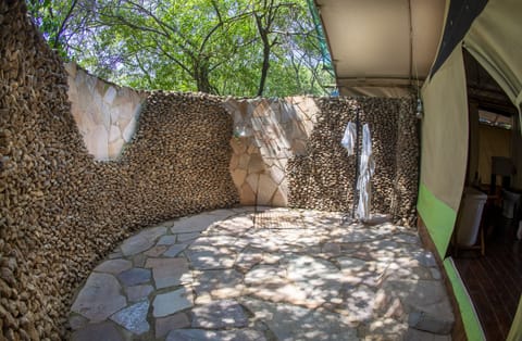 Tent | Bathroom | Shower, rainfall showerhead, hair dryer, bathrobes