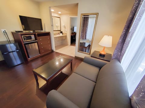 Suite, 1 King Bed, Non Smoking (One-Bedroom Suite) | Living area | 32-inch LED TV with satellite channels, TV