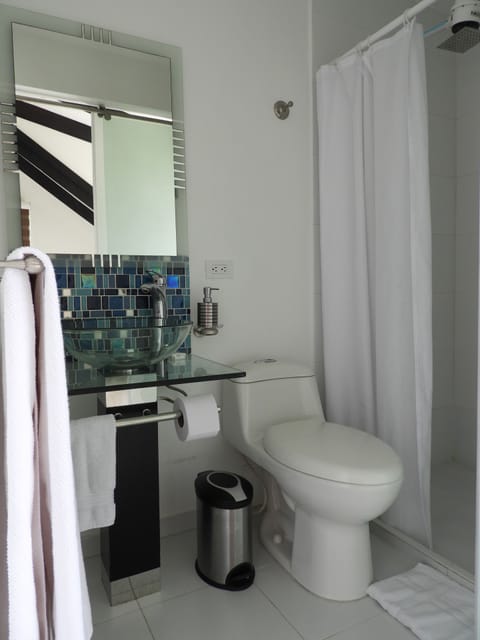 Double Room | Bathroom | Shower, bidet, towels, soap