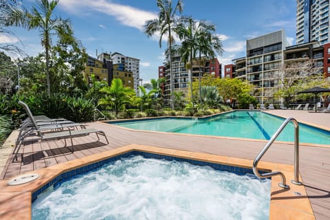 Outdoor pool, sun loungers