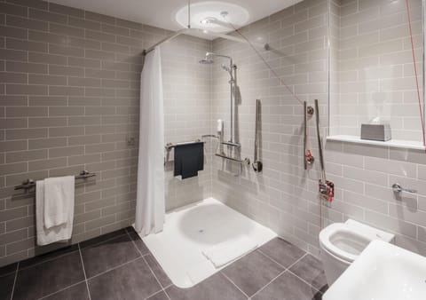 Room, 1 Double Bed, Accessible Bathtub (Wheelchair) | Bathroom | Shower, hair dryer, towels