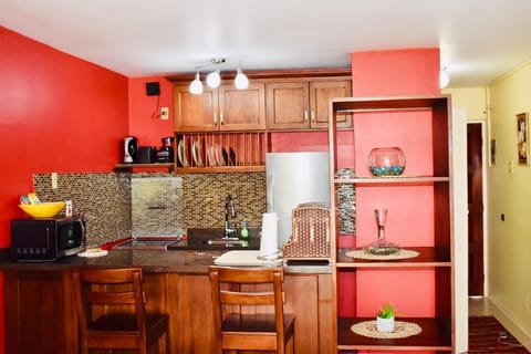 Business Apartment, 1 Bedroom, Non Smoking, Garden View | Private kitchen | Full-size fridge, microwave, oven, stovetop