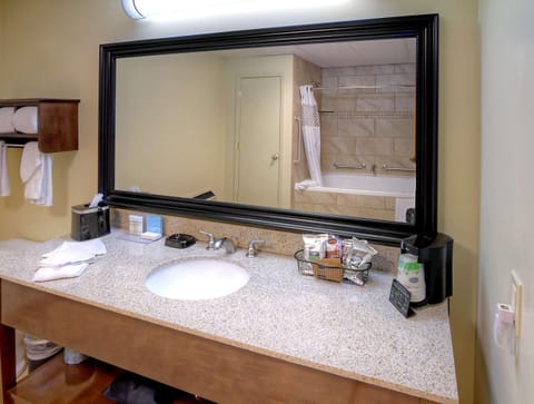 Room, 1 King Bed, Non Smoking | Bathroom | Shower, free toiletries, hair dryer, towels