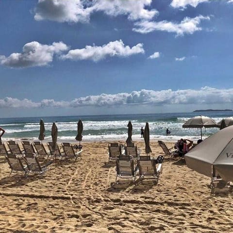 On the beach, white sand, beach umbrellas