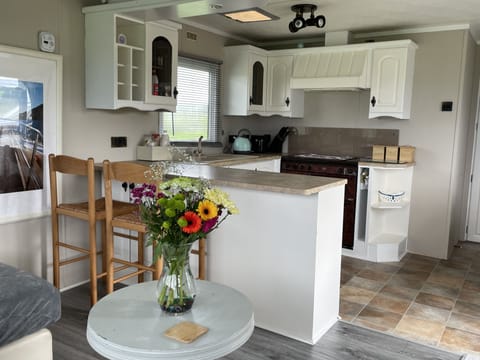 Cabin | Private kitchen | Fridge, microwave, oven, stovetop