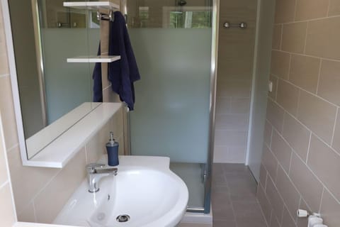 Double Room, Courtyard View | Bathroom | Shower, hair dryer, towels, soap