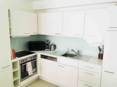 Apartment | Private kitchen | Full-size fridge, microwave, oven, stovetop