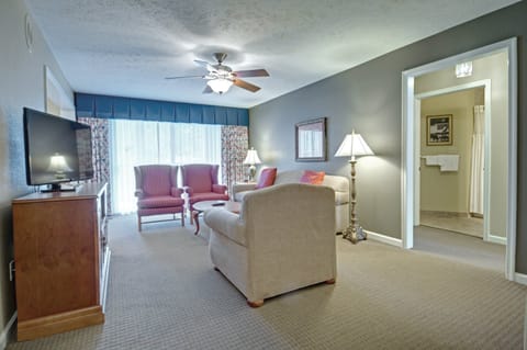 Standard Suite, 2 Bedrooms, Balcony | Living room | 32-inch TV with cable channels, DVD player