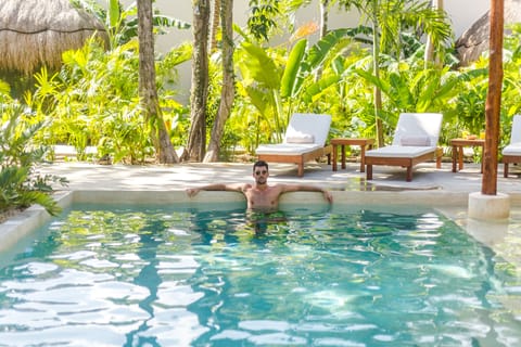 Outdoor pool, sun loungers