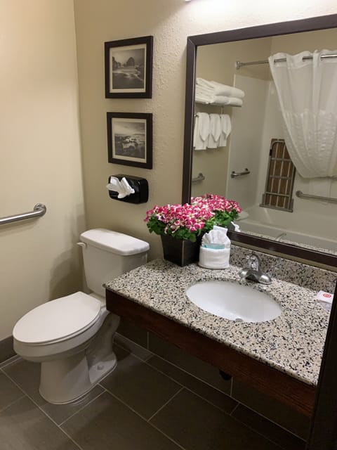 Room, 2 Queen Beds, Accessible, Non Smoking | Bathroom | Combined shower/tub, hair dryer, towels