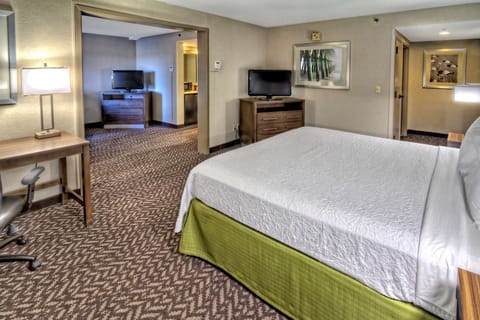 Suite, 1 King Bed, Accessible (Hearing) | Premium bedding, desk, blackout drapes, iron/ironing board