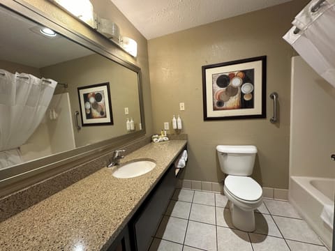 Deluxe Double Room, 2 Queen Beds, Accessible | Bathroom | Combined shower/tub, hair dryer, towels