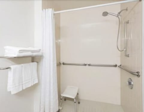 Room, 1 Queen Bed, Accessible, Non Smoking (Mobility Accessible) | Bathroom | Combined shower/tub, hair dryer, towels