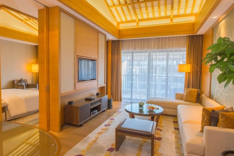 Club Suite, 1 King Bed | Living room | LCD TV, iPod dock