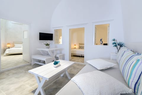 Villa (Santorini) | Living room | 22-inch TV with satellite channels