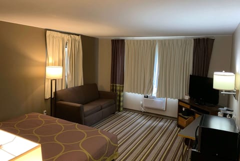 Desk, blackout drapes, iron/ironing board, free cribs/infant beds