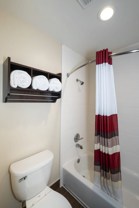 Deluxe Room, 1 Queen Bed, Non Smoking | Bathroom | Combined shower/tub, hair dryer, towels