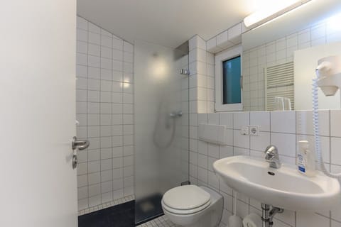 Single Room | Bathroom | Shower, hair dryer, towels