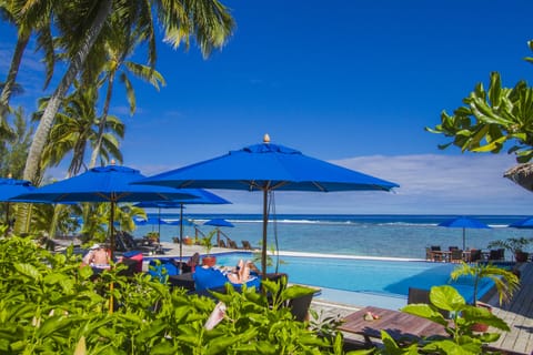 Outdoor pool, pool umbrellas