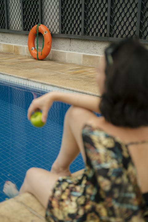 Outdoor pool, sun loungers