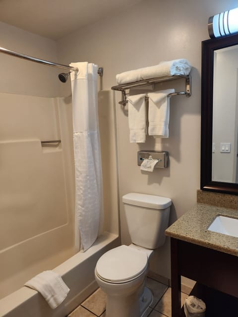 Suite, 1 King Bed, Non Smoking (Upgrade) | Bathroom | Combined shower/tub, free toiletries, hair dryer, towels