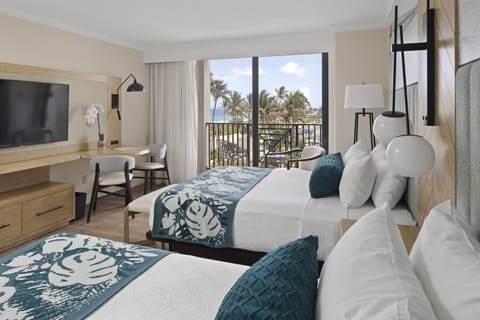 Standard Room, 2 Queen Beds, Partial Ocean View | Hypo-allergenic bedding, in-room safe, desk, laptop workspace