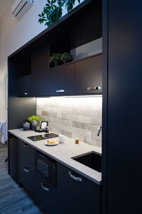 The Holt Suite | Private kitchenette | Mini-fridge, microwave, coffee/tea maker, electric kettle