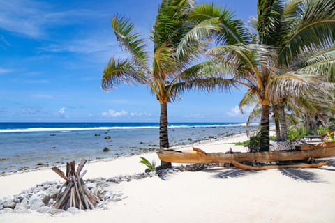 On the beach, white sand