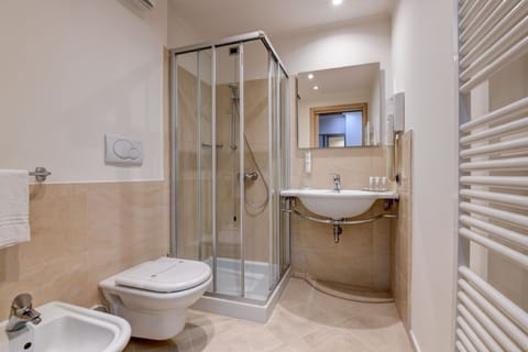 Free toiletries, hair dryer, bidet, towels