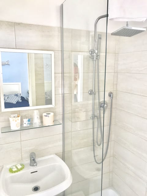 Shower, free toiletries, hair dryer, bidet