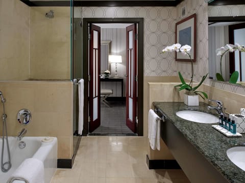 Suite, 1 Bedroom, Corner (Prestige) | Bathroom | Separate tub and shower, designer toiletries, hair dryer, slippers