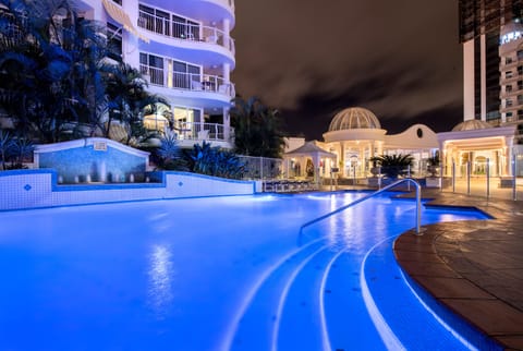 Indoor pool, outdoor pool, sun loungers