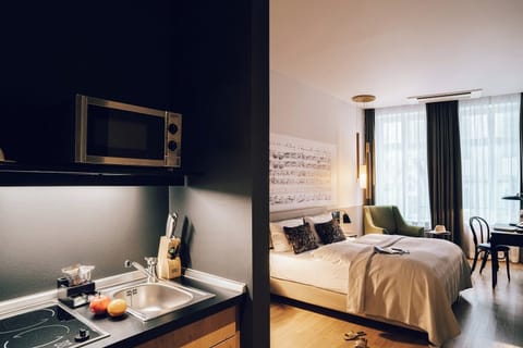 City Studio | Premium bedding, minibar, in-room safe, desk