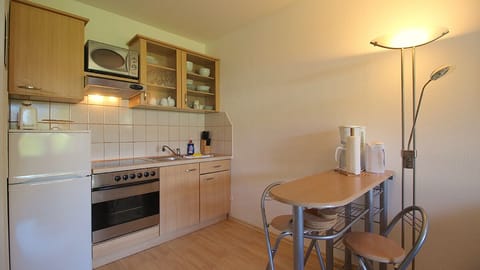 Apartment, 2 Bedrooms, Terrace, Mountain View | Private kitchen | Fridge, microwave, oven, stovetop