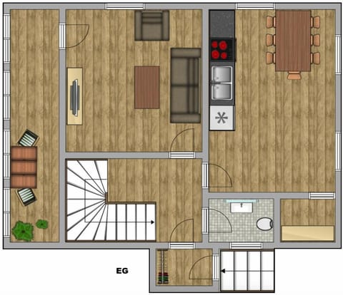 House, 2 Bedrooms, Lanai, Mountain View (Alpenschloss) | Floor plan