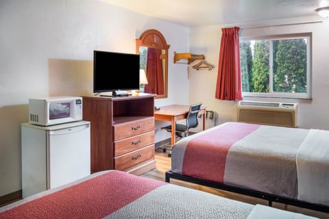 Deluxe Room, 2 Queen Beds, Non Smoking, Refrigerator & Microwave | Desk, laptop workspace, bed sheets